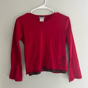 Genuine Girl 90’s long sleeve baby tee floral velvet tag kids xl fits adult s